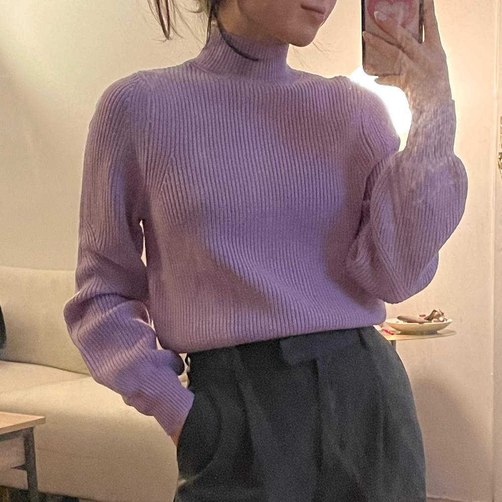 Lavender Turtleneck Knit Sweater